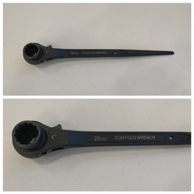 Long handle scaffold wrench 19/22 mm (black phosphate) $35